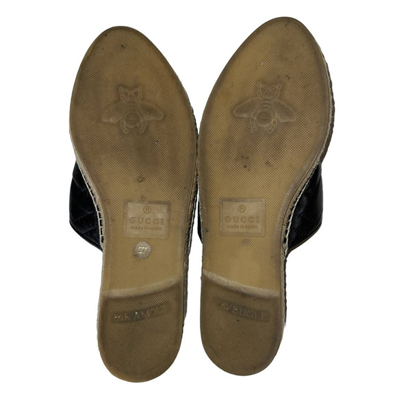 Gucci Matelasse Marmont Double G Chevron Double G Black Quilted Mules Size 37 - Picture 6 of 12